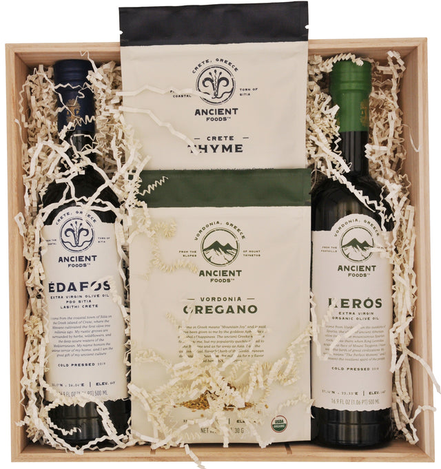 KERÓS & ÉDAFOS Olive Oils and Oregano & Thyme Herbs, Gift Box