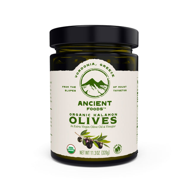Organic Greek Mountain Kalamon Olives in Vinegar and EVOO – Ancient Foods